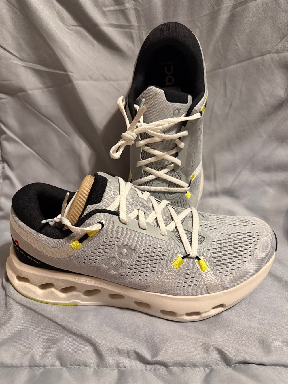 On Cloud Cloudsurfer 2 Men's Gray and Black Shoes with Yellow Accents
